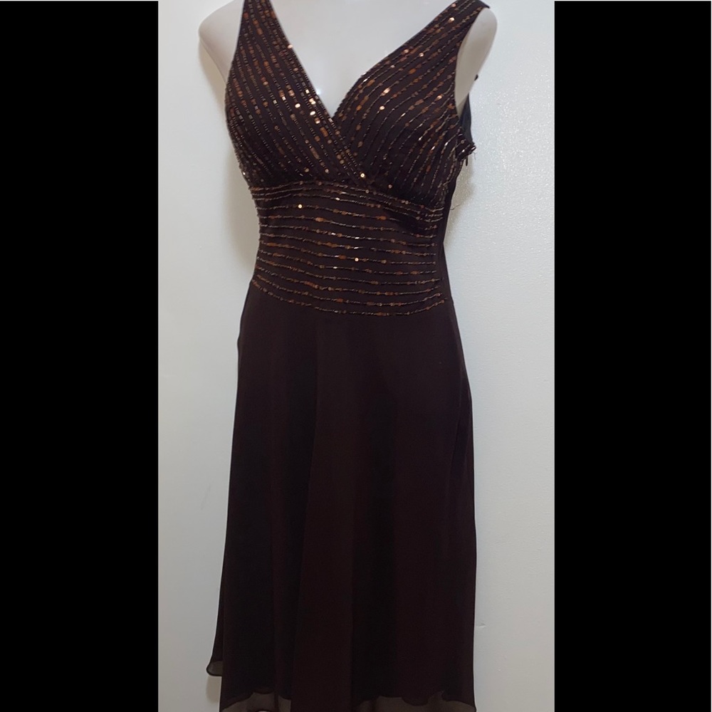 Brown Sleeveless “Sequence Dress”